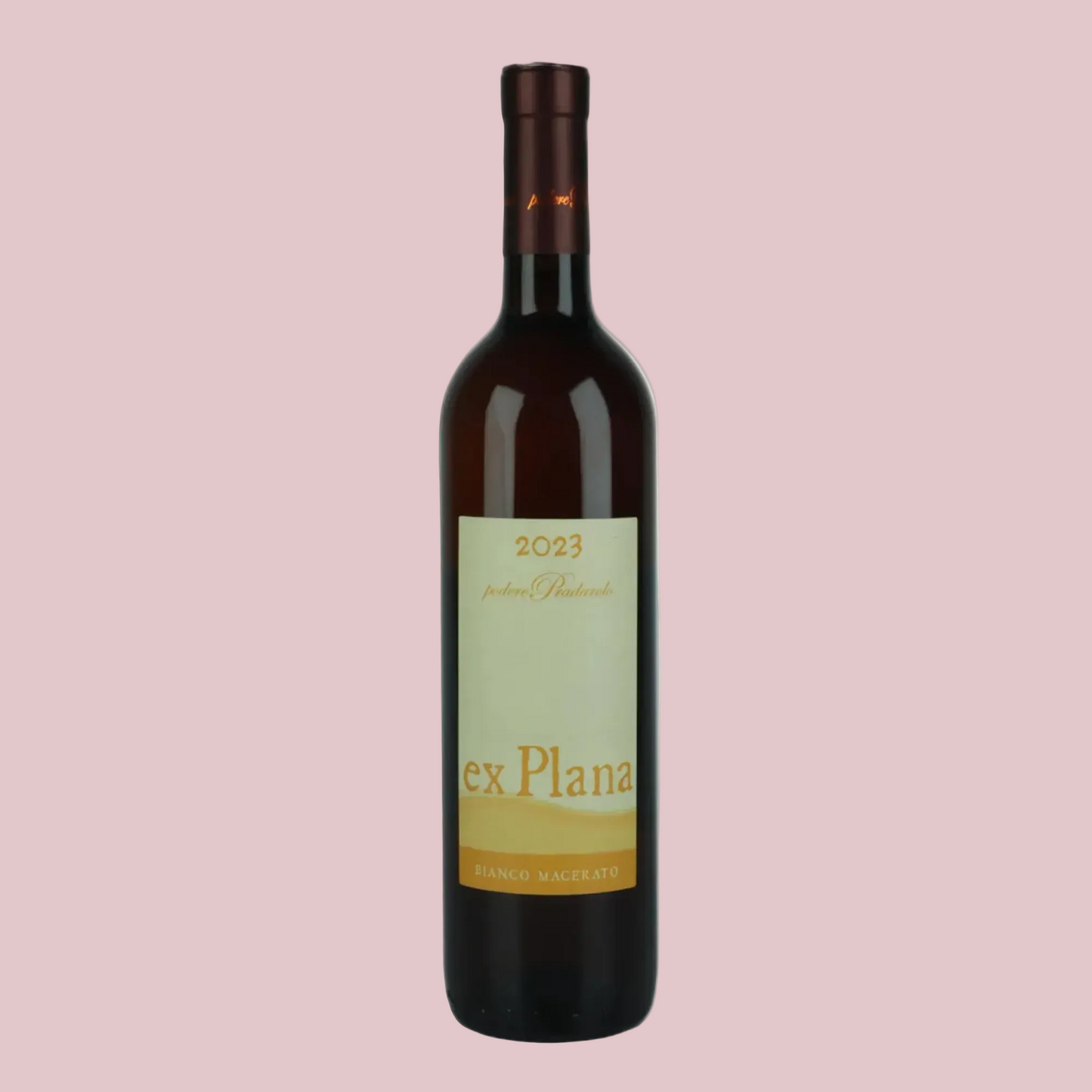 Wine bottle labeled 'ex Plana' on a beige background